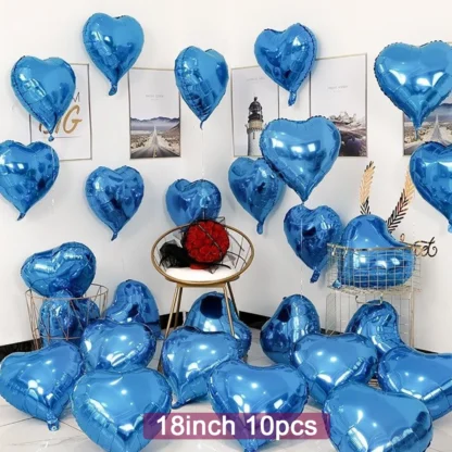 Baloane folie in forma de inimioara, cromate, 45 cm - imagine 10