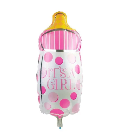Balon in forma de biberon, It's a girl, 43 cm, roz