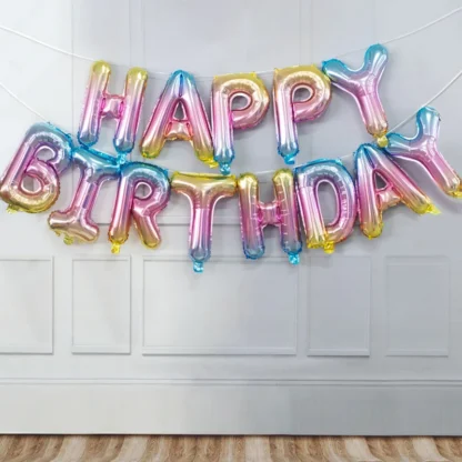 Set aranjament baloane litere Happy Birthday, 13 baloane - imagine 8