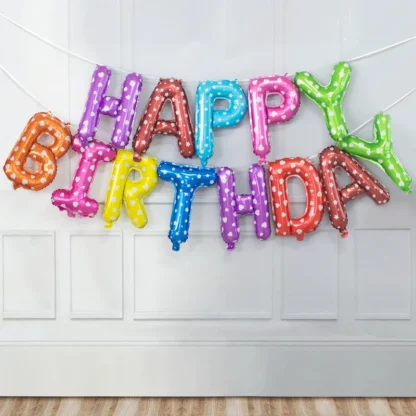 Set aranjament baloane litere Happy Birthday, 13 baloane - imagine 9