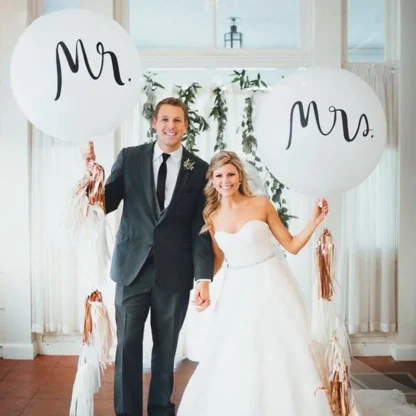 Baloane Jumbo Mr & Mrs rotunde, 90 cm - imagine 7