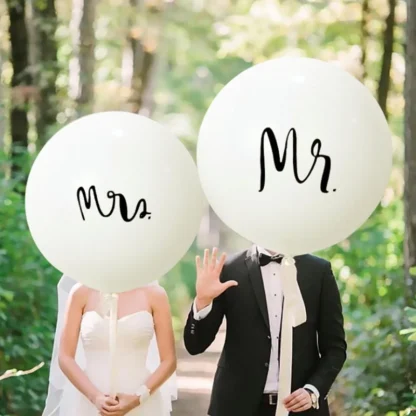 Baloane Jumbo Mr & Mrs rotunde, 90 cm - imagine 8