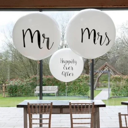 Baloane Jumbo Mr & Mrs rotunde, 90 cm - imagine 6
