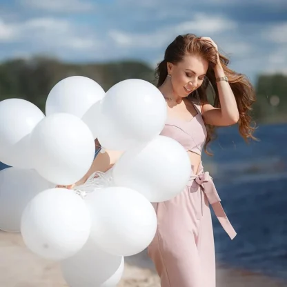 Set 10 baloane latex, Alb, de 30 cm, cod culoare #033 - imagine 3