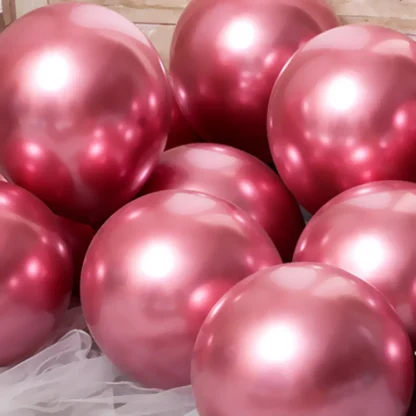 Set 10 baloane latex, Rose red, cromate, de 12 cm - imagine 2