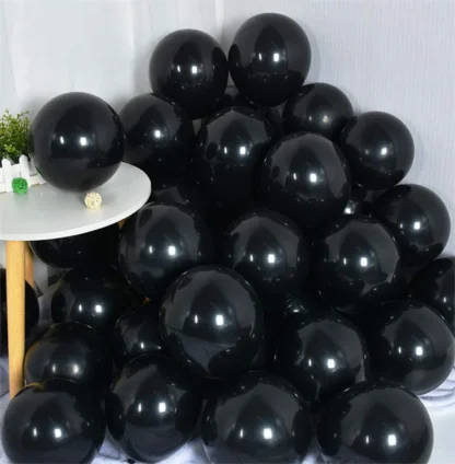 Set 10 baloane latex, Negru, perlate, de 30 cm, cod culoare #090 - imagine 2