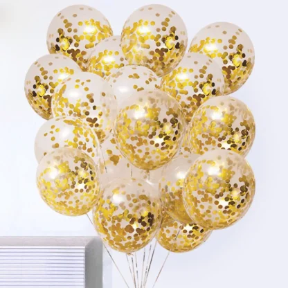 Set 10 baloane Confetti, Auriu, de 30 cm - imagine 7