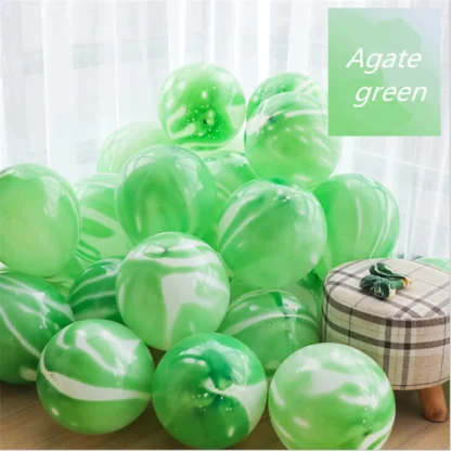Set 10 baloane latex marmorate, Verde, 36 cm - imagine 2