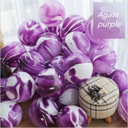 Set 10 baloane latex marmorate, Mov, 36 cm - imagine 2