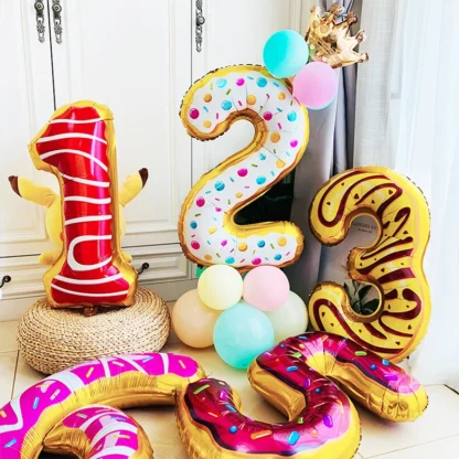 Set aranjamente 5 baloane Sweets Party, Cifra 0 - imagine 3