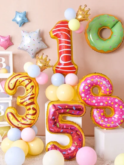 Set aranjamente 5 baloane Sweets Party, Cifra 0 - imagine 2
