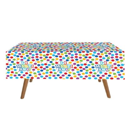 Fata de masa La Multi Ani cu buline multicolore - imagine 2