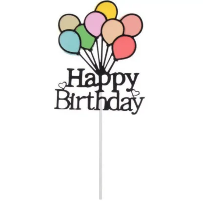 Topper Happy Birthday cu baloane 23 cm