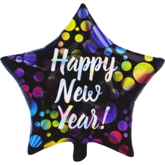 Balon folie stea Happy New Year, multicolora