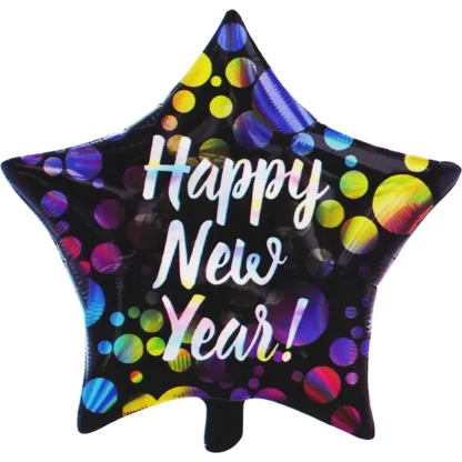 Balon folie stea Happy New Year, multicolora