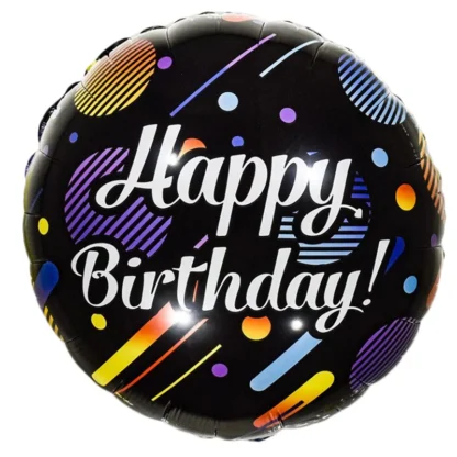 Balon folie Happy Birthday, rotund, 45 cm