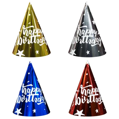 Set 6 coifuri Happy Birthday, culori metalizate