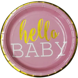 Set 6 farfurii Hello Baby, roz, 18 cm