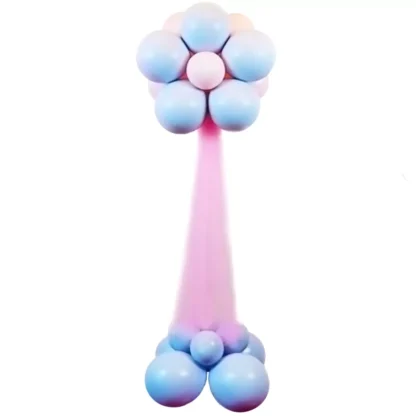 Set aranjament baloane pentru Botez, in forma de floare, baby blue-roz 130 cm
