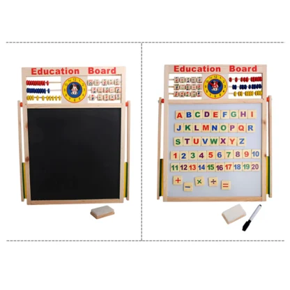 Tabla magnetica din lemn pentru copii, 2 suprafete, cu litere, cifre si accesorii - imagine 4