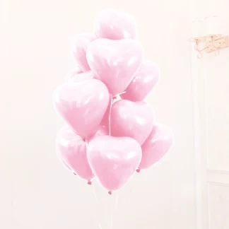Baloane latex in forma de inimioara, Roz Macaron deschis , 30 cm, 6 buc.