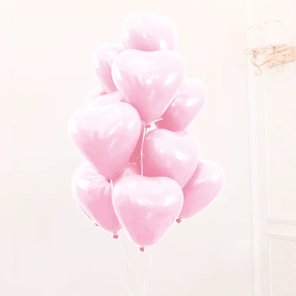 Baloane latex in forma de inimioara, Roz Macaron deschis , 30 cm, 6 buc.