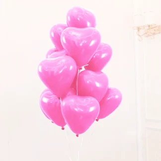 Baloane latex in forma de inimioara, Roz Macaron inchis, 30 cm, 6 buc.