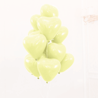 Baloane latex in forma de inimioara, Galben Macaron, 30 cm, 6 buc.