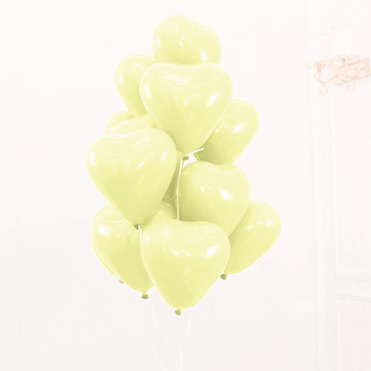 Baloane latex in forma de inimioara, Galben Macaron, 30 cm, 6 buc.