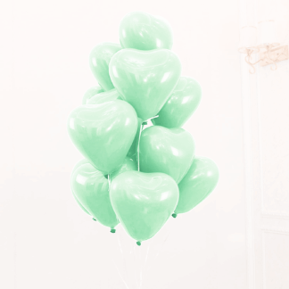 Baloane latex in forma de inimioara, Verde Macaron, 30 cm, 6 buc.