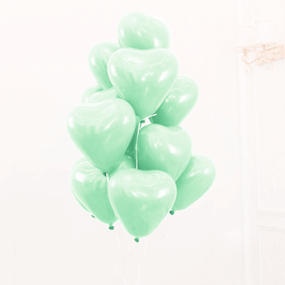 Baloane latex in forma de inimioara, Verde Macaron, 30 cm, 6 buc.
