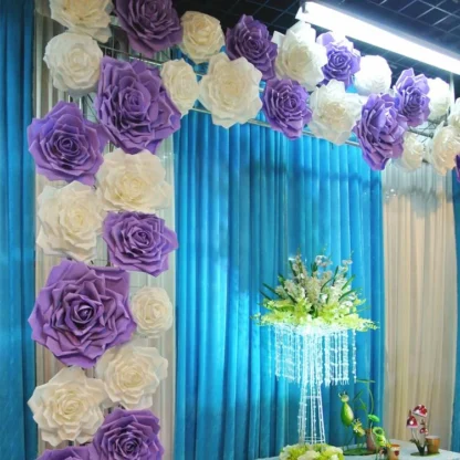 Floare artificiala decorativa, model Trandafir Mov, 30 cm - imagine 2