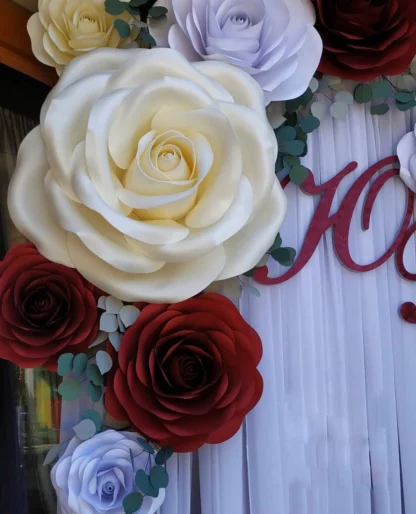 Floare artificiala decorativa, model Trandafir Alb, 30 cm - imagine 2