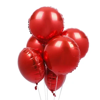 Balon folie fara imprimeu, Rosu, rotund, de 45 cm