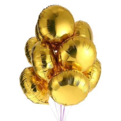 Balon folie fara imprimeu, Auriu, rotund, de 45 cm