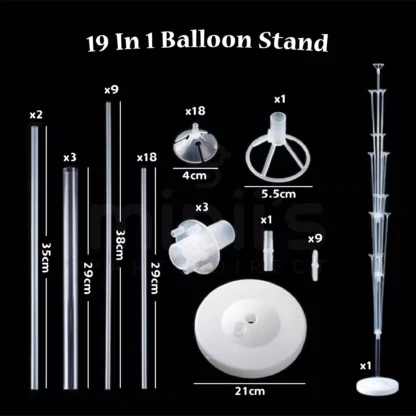 Suport cu 19 bete baloane folie si latex, 1.6 m - imagine 2