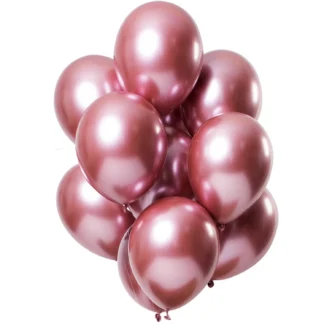 Set 10 baloane latex cromate, Rose Red, 25 cm, cod culoare #125