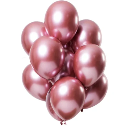 Set 10 baloane latex cromate, Rose Red, 25 cm, cod culoare #125