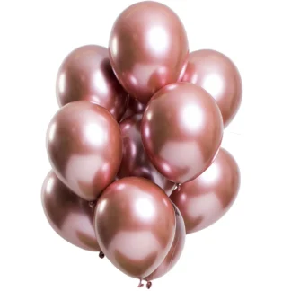 Set 10 baloane latex cromate, Rose gold 1, 25 cm, cod culoare #112