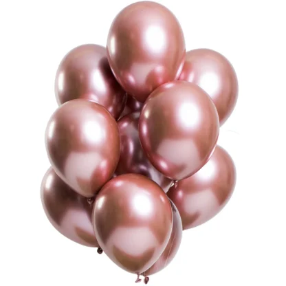 Set 10 baloane latex cromate, Rose gold 1, 25 cm, cod culoare #112
