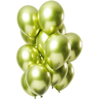 Set 10 baloane latex cromate, Verde Olive, 25 cm, cod culoare #109