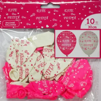 Set 10 baloane latex Este Fetita, 23 cm