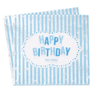 Set 12 servetele Happy Birthday, albastru 33 x 33 cm