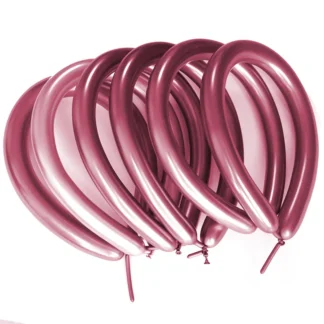Set 10 baloane modelabile, cromate, rose red, cod culoare #125