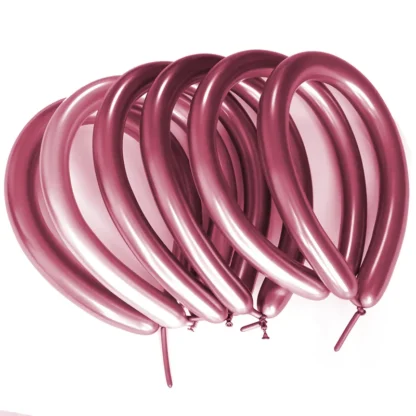 Set 10 baloane modelabile, cromate, rose red, cod culoare #125