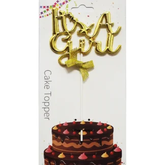 Topper tort It's a girl, auriu 18 cm