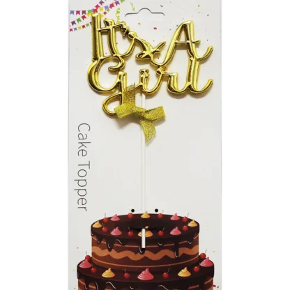 Topper tort It's a girl, auriu 18 cm