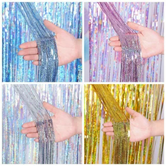Perdele decorative in culori metalizate, cu glitter, 200 x 100 cm