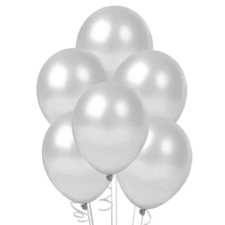 Set 10 baloane latex perlate, Argintiu, 12 cm, cod culoare #127