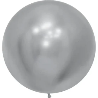 Balon latex Jumbo Argintiu Cromat, rotund, 90 cm, cod culoare #105
